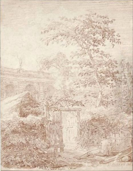 A View Of The Garden At Mondragone, Frascati Oil Painting by Hubert Robert