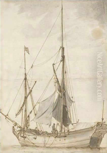 A Small Masted Boat Oil Painting by Claude-joseph Vernet