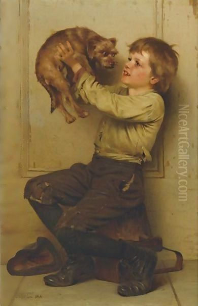 You'Re A Beauty Oil Painting by John George Brown