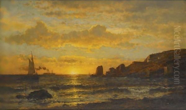 Sunset Along The Coast Oil Painting by Mauritz F. H. de Haas