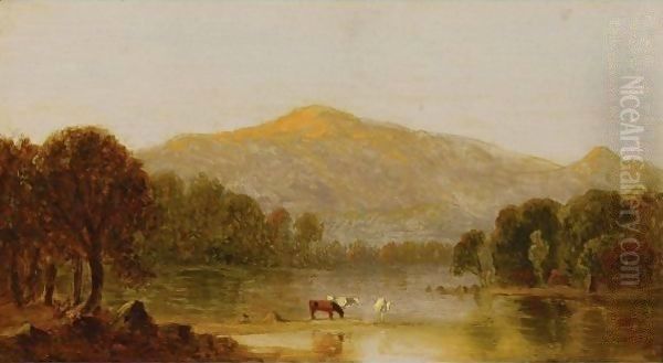 Mount Washington From The Saco River Oil Painting by Sanford Robinson Gifford