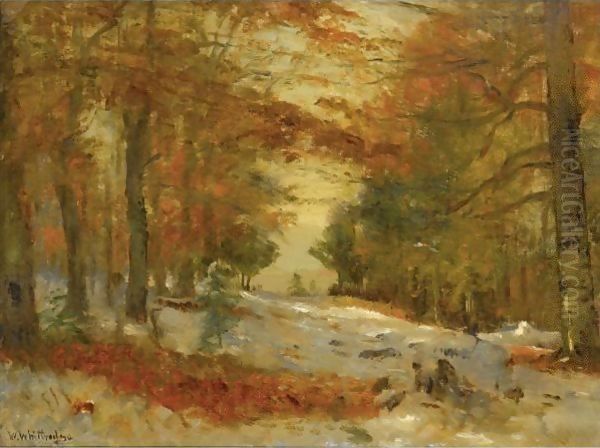 First Snow Oil Painting by Thomas Worthington Whittredge