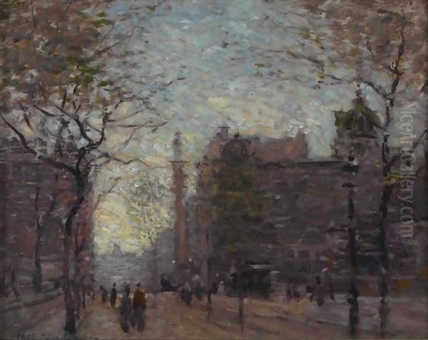 Study For 'Rainy Day, Columbus Circle' by Paul Cornoyer