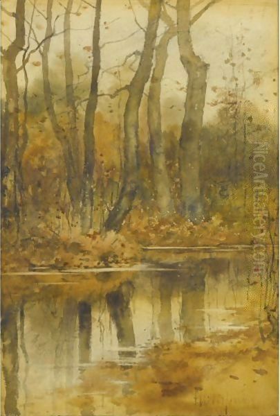 Stream In The Woods Oil Painting by Frederick Childe Hassam