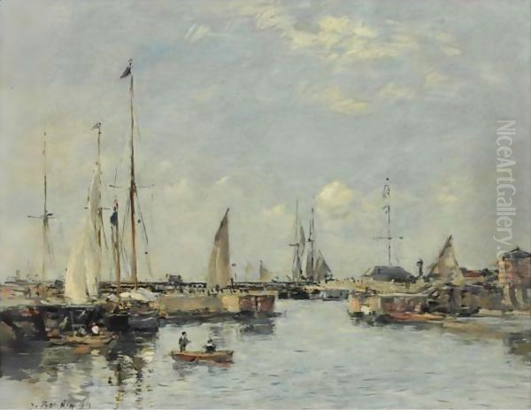 Le Sas A Trouville Oil Painting by Eugene Boudin