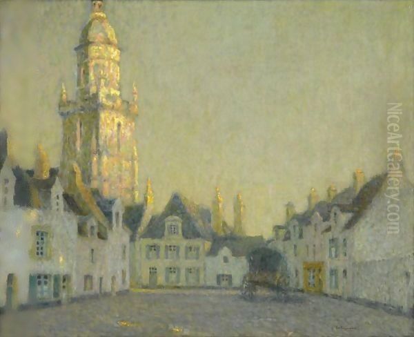 La Place, Le Croisic Oil Painting by Henri Eugene Augustin Le Sidaner