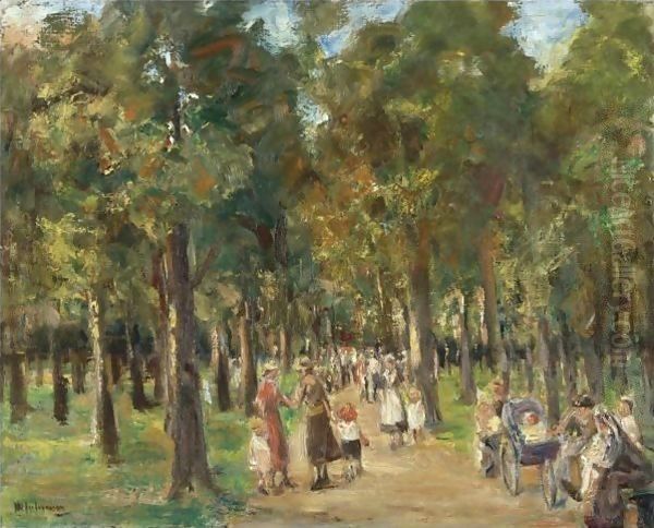 Spazierganger Im Tiergarten (Strollers In Tiergarten) Oil Painting by Max Liebermann