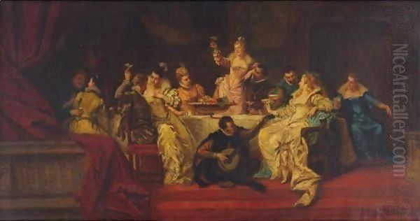 The Banquet Oil Painting by Ladislaus Bakalowicz