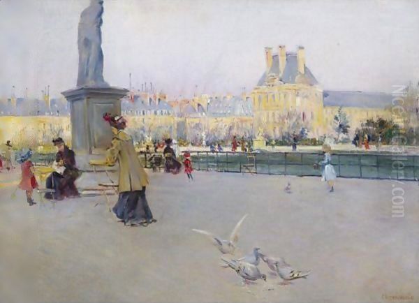 Tuileries Gardens, Paris Oil Painting by Carlo Brancaccio