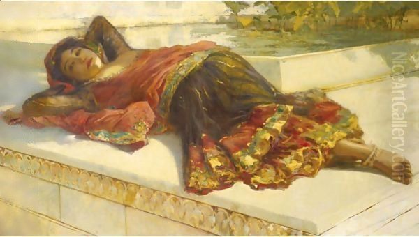 Nautch Girl Resting Oil Painting by Edwin Lord Weeks