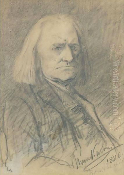 Portrait Of Franz Liszt Oil Painting by Mihaly Munkacsy