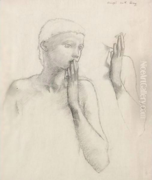 Study Of A Figure With Raised Hand Oil Painting by Sir Edward Coley Burne-Jones