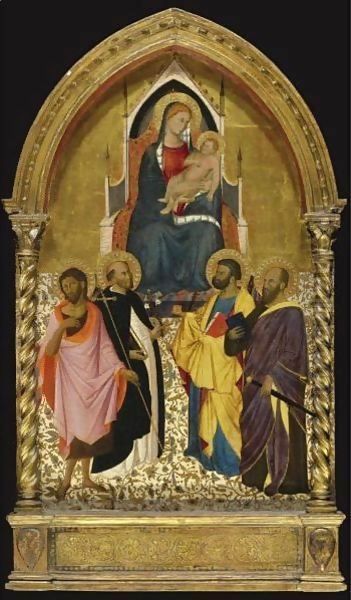 Virgin And Child With Saints John The Baptist, Dominic, Peter, And Paul Oil Painting by Niccolo di Pietro Gerini