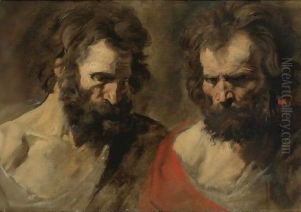 Two Studies Of A Bearded Man Oil Painting by Sir Anthony Van Dyck