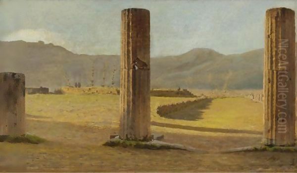 A View From Pompeii Oil Painting by Giuseppe de Nittis