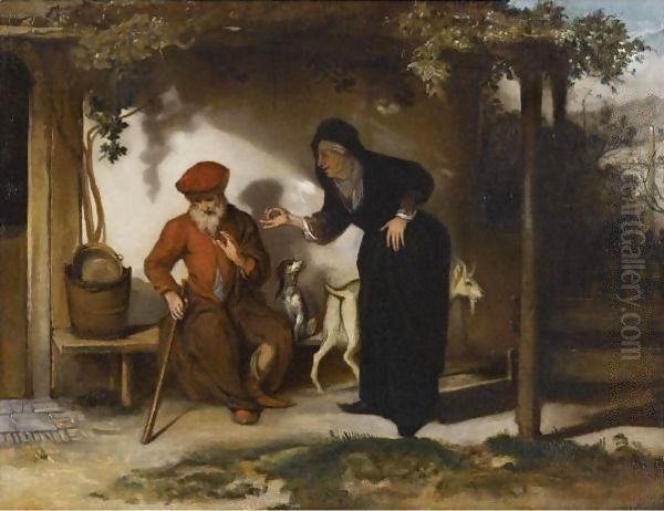 Tobit And His Wife Anna With A Goat Oil Painting by Barent Fabritius