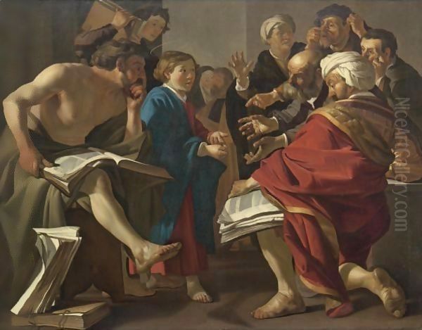 Christ Among The Doctors Oil Painting by Dirck Van Baburen