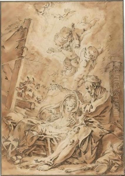 The Nativity Oil Painting by Francois Boucher