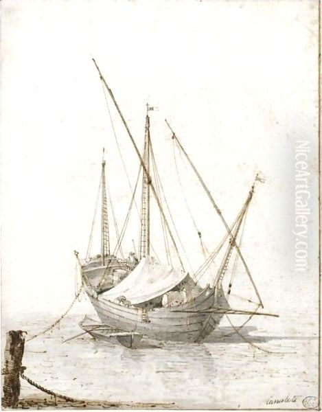 Study Of A Merchant Vessel Oil Painting by (Giovanni Antonio Canal) Canaletto