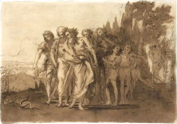 Moses And Aaron Oil Painting by Giovanni Domenico Tiepolo