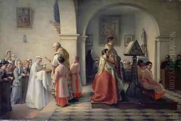 Blessing the Bread Oil Painting by Francois Archange Joseph Bodin