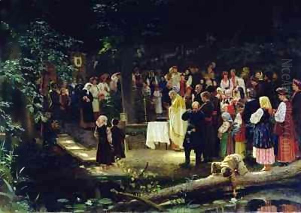 Feast of the Transfiguration of Our Lord in Ukraine Oil Painting by Nikolai K Bodarevski