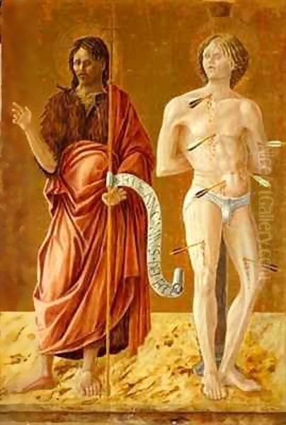 St. John the Baptist and St. Sebastian Oil Painting by Giovanni Boccati