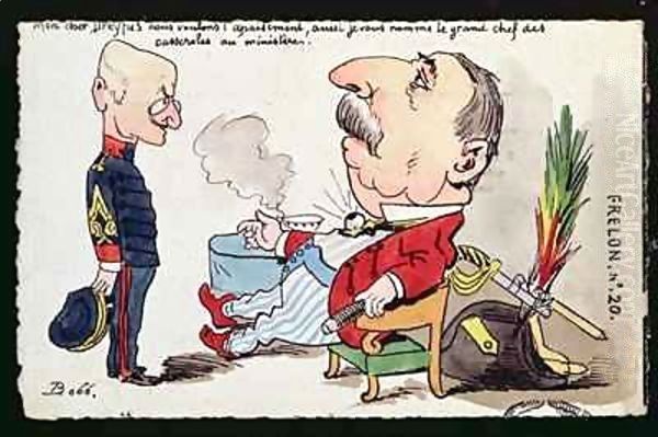 Caricature depicting the pardon of Captain Dreyfus Oil Painting by Bobb