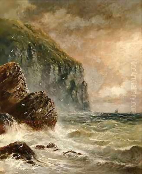 Seascape with Cliff Oil Painting by Lady Anne Blunt