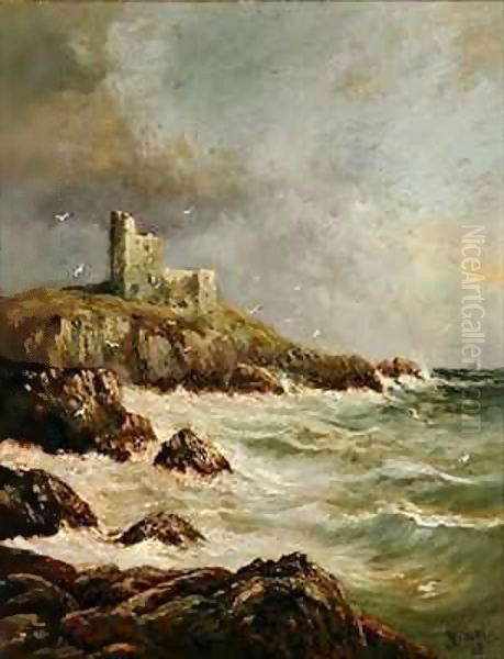 Ruined Castle on Rocky Shore Oil Painting by Lady Anne Blunt