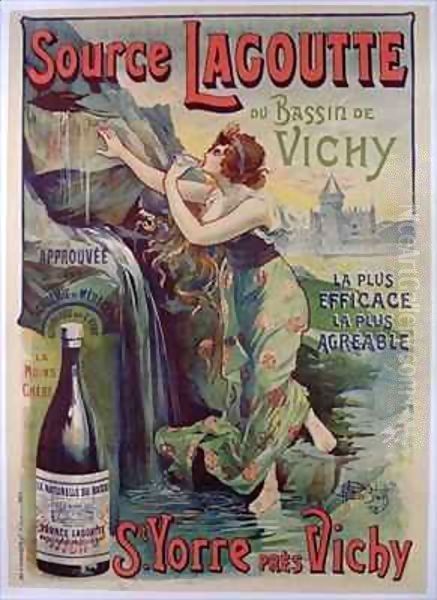 Poster advertising 'Source Lagoutte du bassin de Vichy', natural mineral water Oil Painting by Georges Blott