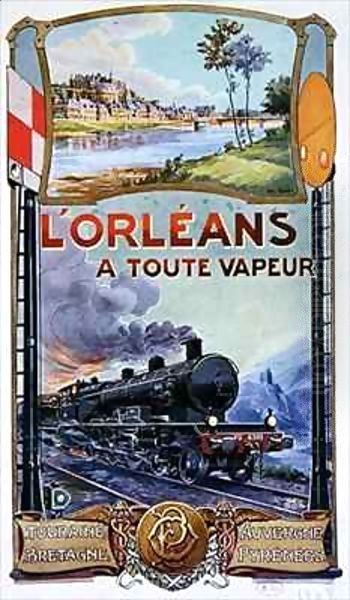 Poster advertising the 'L'Orleans a Toute Vapeur' Railway Service Oil Painting by Georges Blott