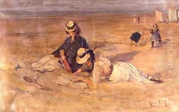 On The Beach Oil Painting by Maurice Blieck