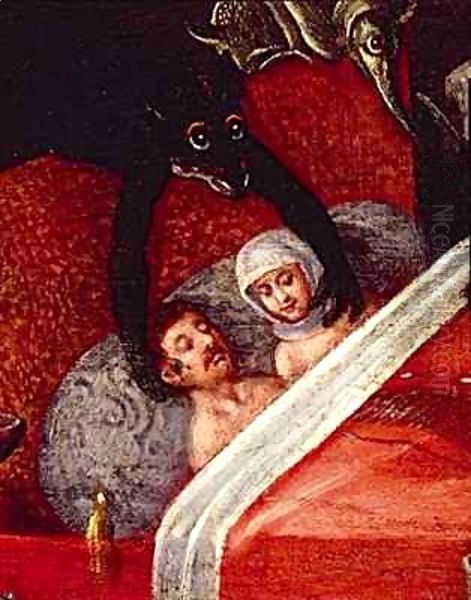 The Inferno, Couple in a bed surrounded by monstrous animals Oil Painting by Herri met de Bles