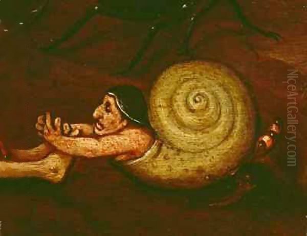 The Inferno, detail of a half-man, half-snail Oil Painting by Herri met de Bles