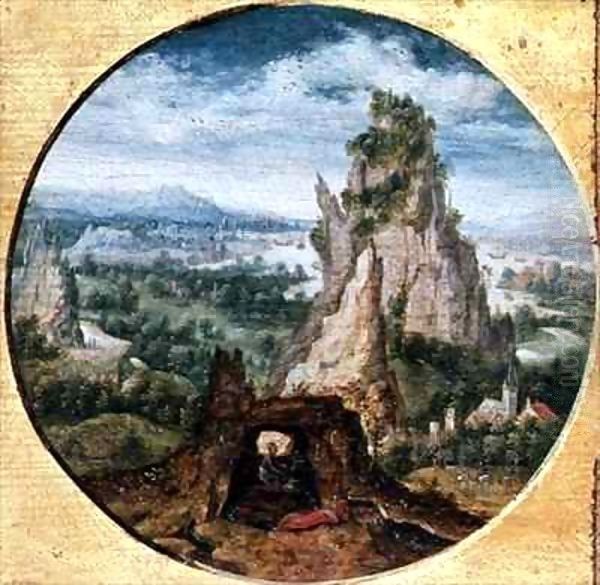 St. Jerome in Penitence in a Fantastic Landscape Oil Painting by Herri met de Bles