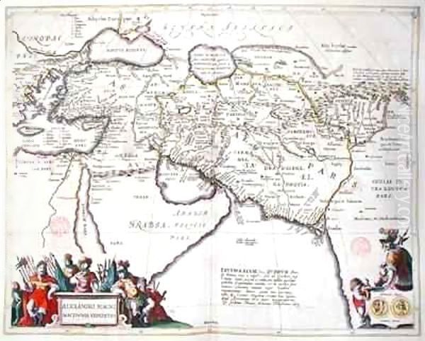 Map of the travels of Alexander the Great Oil Painting by Willem and Joan Blaeu