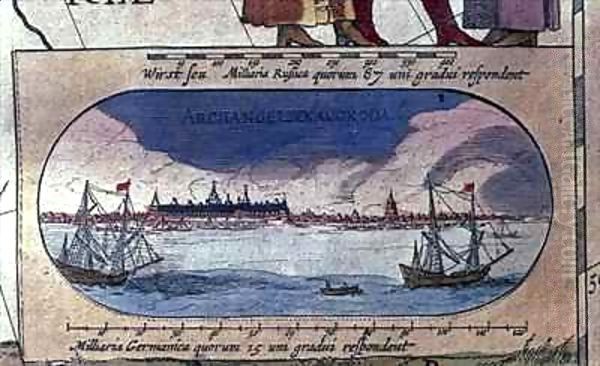 View of Arkangel near the mouth of the river Dvina Oil Painting by Willem and Joan Blaeu