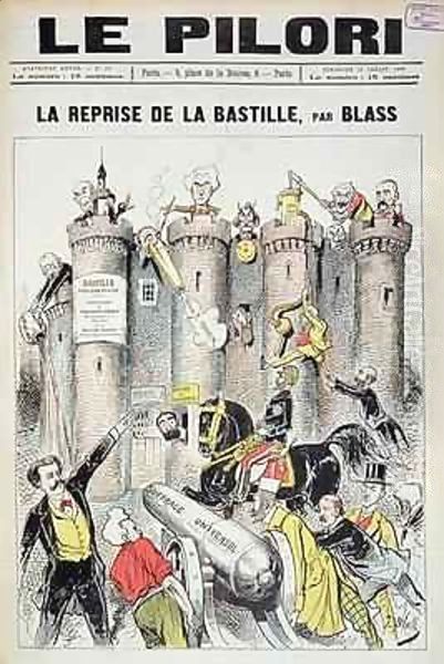 Cover of 'Le Pilori' depicting General Boulanger (1837-91) 'taking' the Bastille Oil Painting by J. Blass