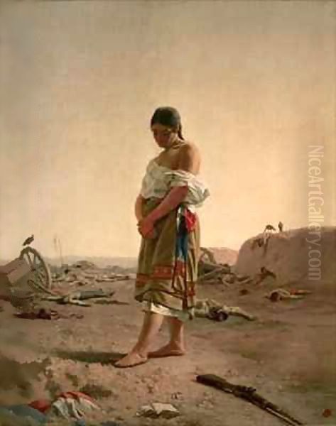 The Paraguayan in her Desolate Mother Land Oil Painting by Juan Manuel Blanes