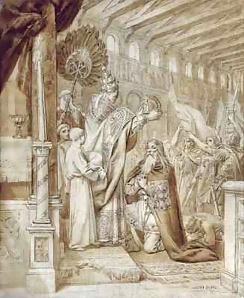 Coronation of Charlemagne (742-814) Oil Painting by Joseph Paul Blanc