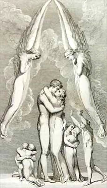 The Meeting of a Family in Heaven Oil Painting by William Blake