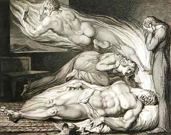 Death of the Strong Wicked Man Oil Painting by William Blake