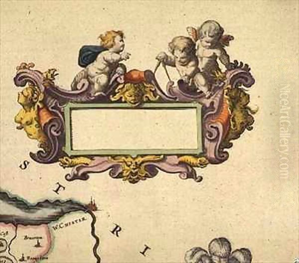 Cartouche from Atlas Major Oil Painting by Joan Blaeu