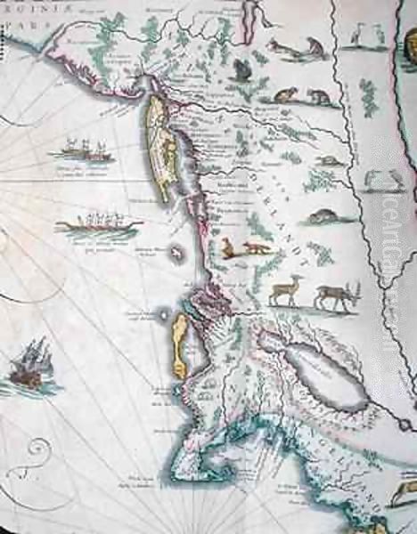 Map depicting the East Coast of North America Oil Painting by Joan Blaeu