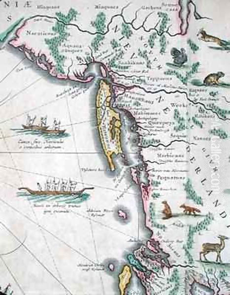 Map depicting the East Coast of North America 2 Oil Painting by Joan Blaeu