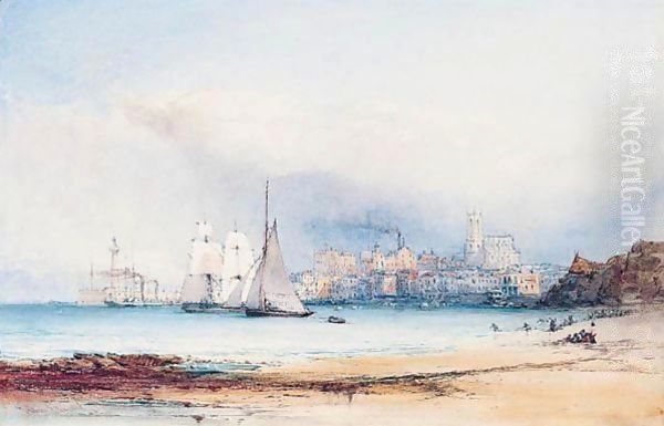 Shipping Off Margate, Kent Oil Painting by John Callow