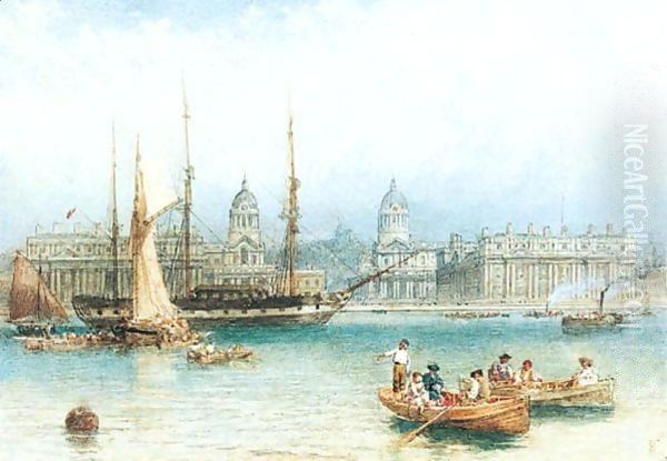 The Thames At Greenwich Oil Painting by Myles Birket Foster