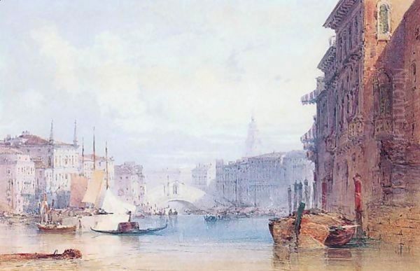 The Rialto Bridge, Venice 2 Oil Painting by William Callow