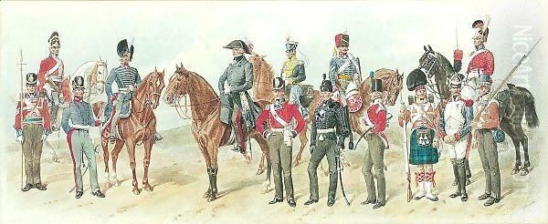 Types Of The British Army In The Waterloo Campaign Of 1815 Oil Painting by Richard Simkin